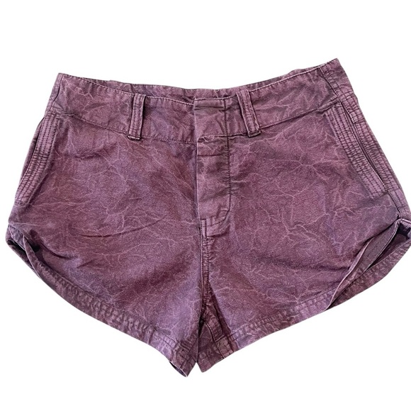 Free People Shorts Sz 0 Purple NWT Low Rise Button Fly Point Dume Chino Festival - Picture 3 of 11